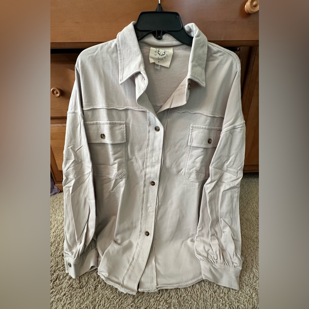Nwot Fantastic Fawn Grey Shacket